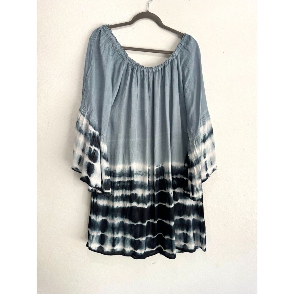 Seven Islands tunic dress tie dye summer vacation resort comfy gray women 3X New